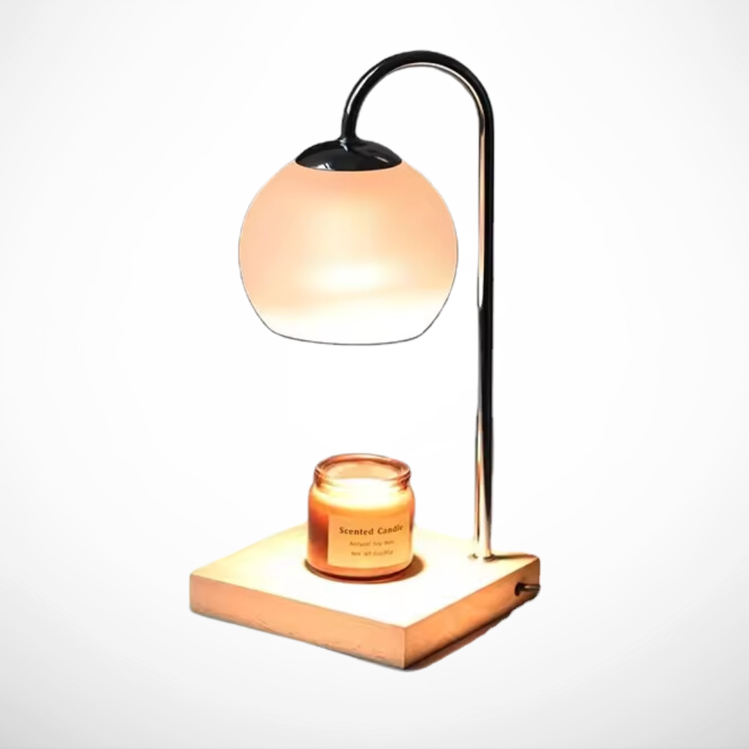 Lampe chauffe-bougies en verre rond