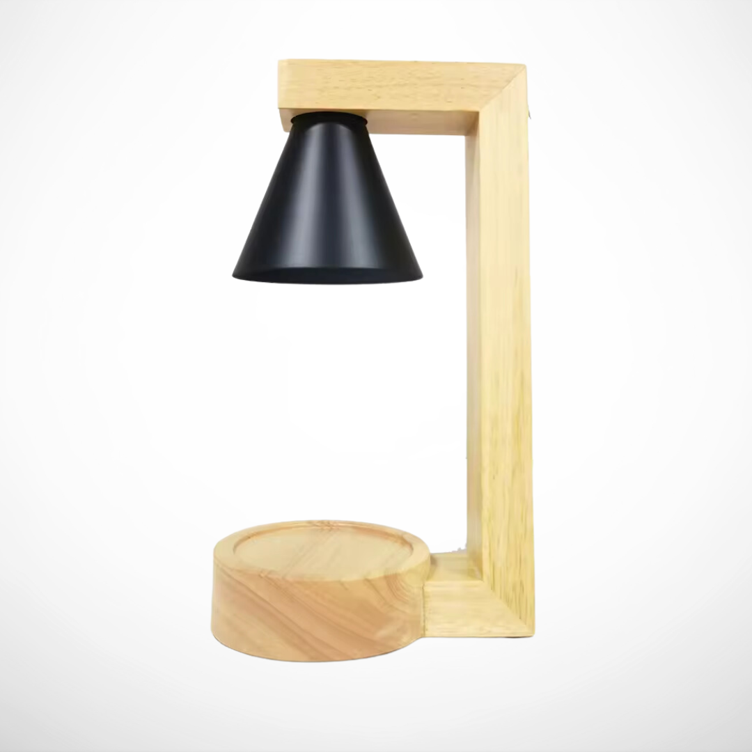 Lampe chauffe-bougies style japonais en bois