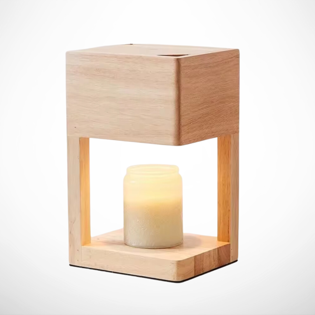 Lampe chauffe-bougies moderne en bois