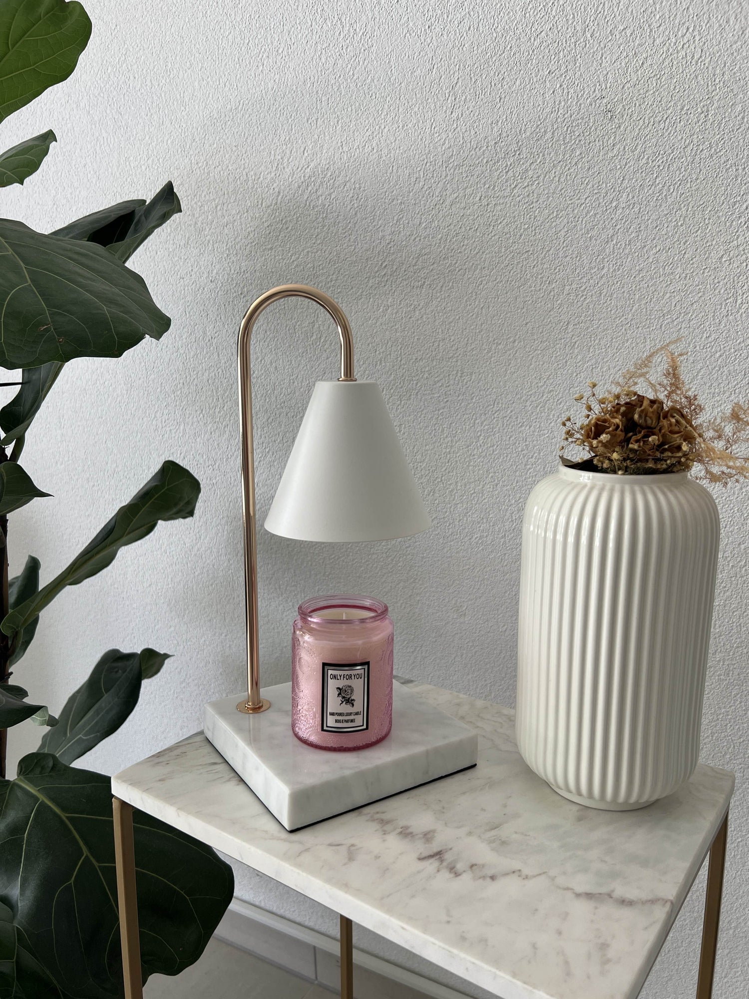 Lampe chauffe-bougies marbre